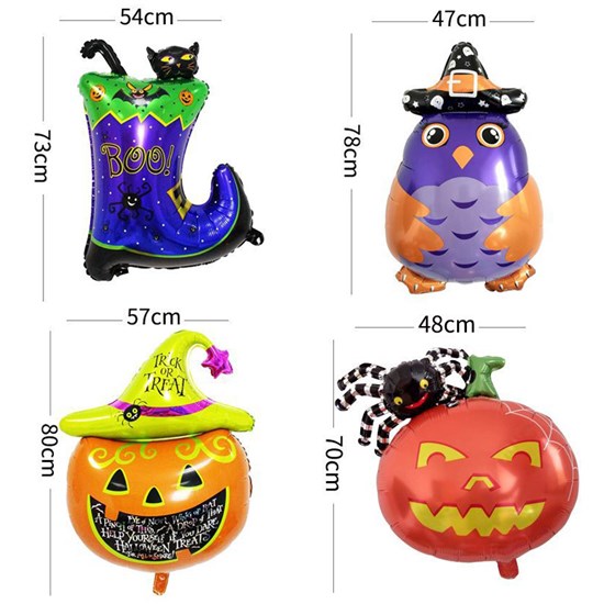 4 PCS Owl Pumpkin Spider Pumpkin Foil Balloon for Halloween Party All Saints' Day Theme Party Decorations