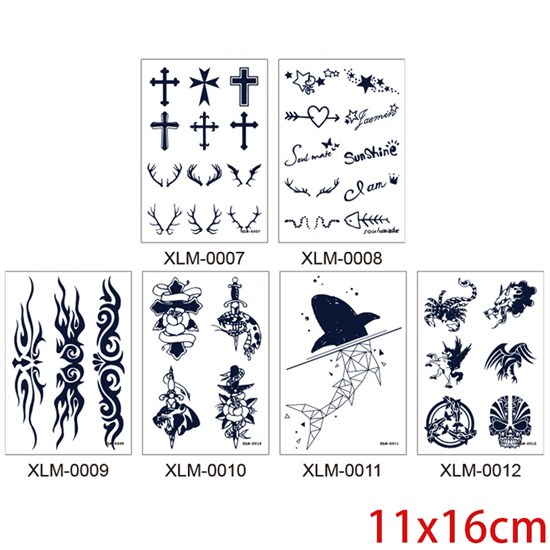 Skull Cross Halloween Temporary Tattoos Sticker Set