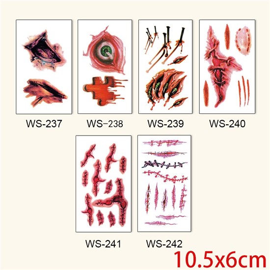 Halloween Tattoo Stickers Wound Tattoo Stickers Set