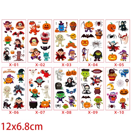 Halloween Cartoon Temporary Tattoos Stickers Set