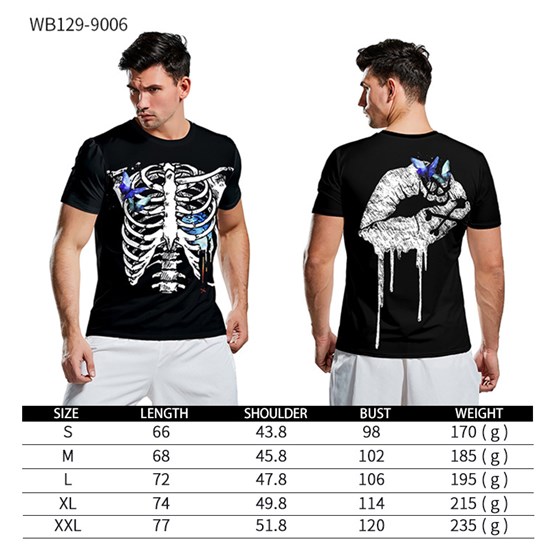 Men's Halloween Skeleton 3D Printed Short Sleeve T Shirt