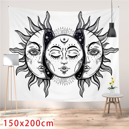 Sun and Moon Black Tapestry Wall Tapestries Wall Hanging for Room 
