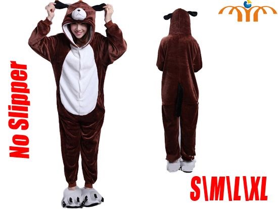 Cartoon Brown Dog Kigurumi Onesie Cosplay Animal Jumpsuit Costume