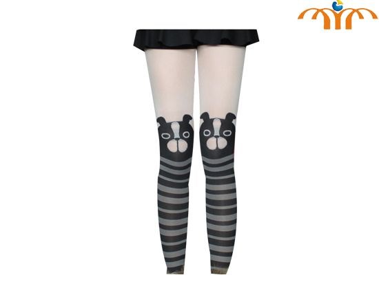 Anime Dog Women's Leggings Tattoo Socks Sexy Sheer Pantyhose Tights Pants