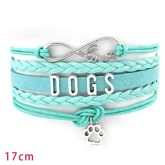 Dog Paw Blue Braided Leather Bracelets
