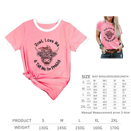 Highland Cow Pink Women T Shirt