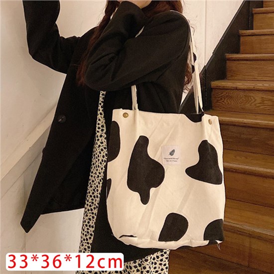 Cow Corduroy Tote Bag Large Shoulder Bag