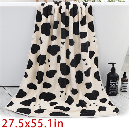 Cow Print Coral Velvet Bath Towel