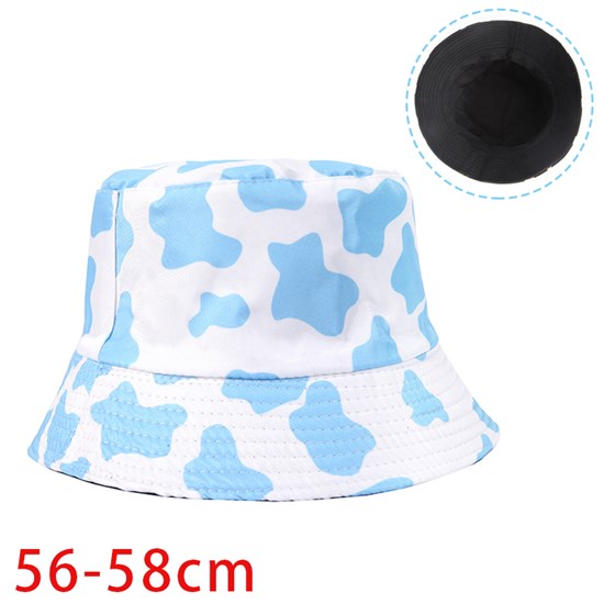 Cute Blue Cow Print Bucket Hat Beach Fisherman Hat