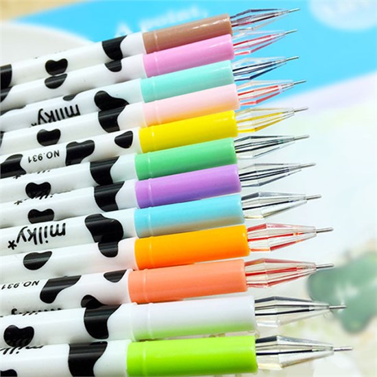 Pack of 12 Colors Kawaii Cow Design Gel Pens