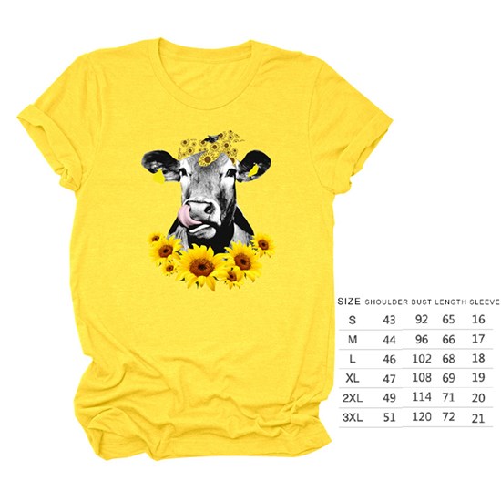 Cow Sunflower Yellow Women T Shirt