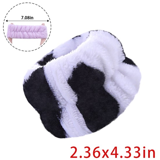 Cow Print Soft Flannel Face Wash Wristband Sleeve Absorbent Elastic Wristband Sweatband for Women Girls Washband 1pcs