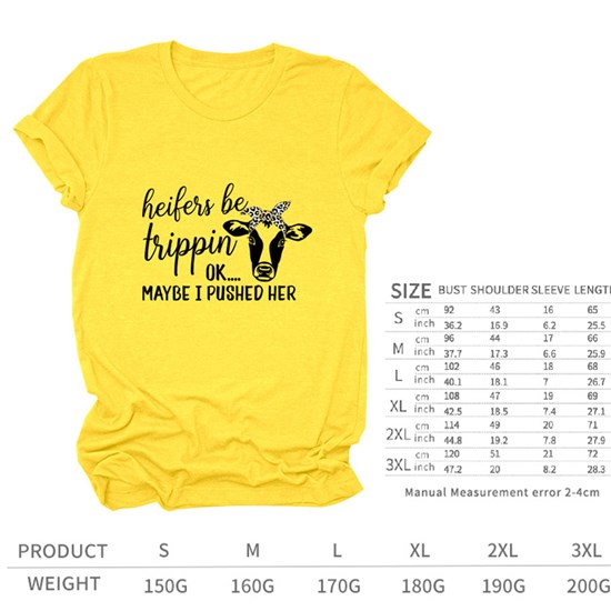 Cow Women Yellow T Shirt