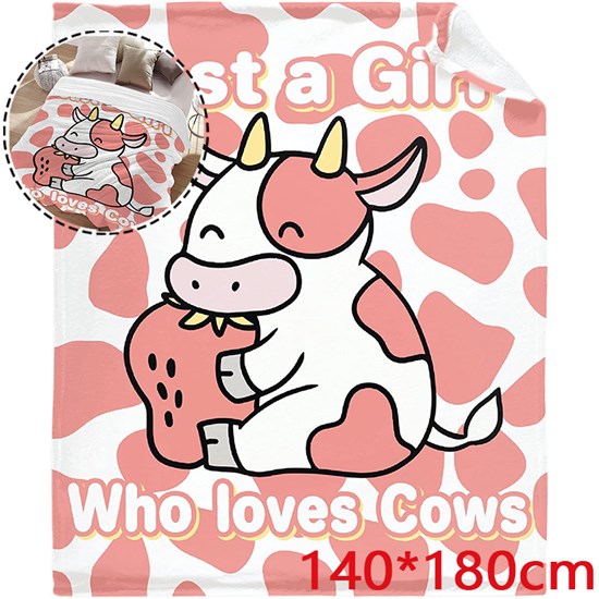 Cute Cartoon Cow Soft Flannel Blankets Gift for Kids