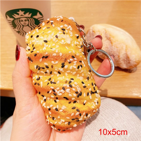 Cute Funny PVC Simulated Food Croissant French Bread Toast Keychain