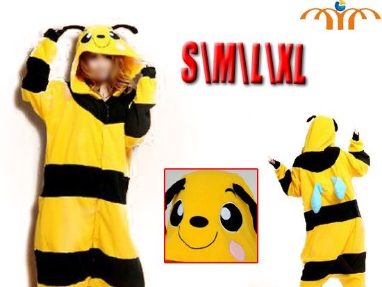 Cartoon Yellow Bee Kigurumi Onesie Cosplay Animal Jumpsuit Costume