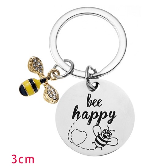 Funny Bee Happy Alloy Keychain