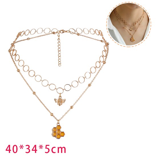 Gold Bee Layered Necklace for Women