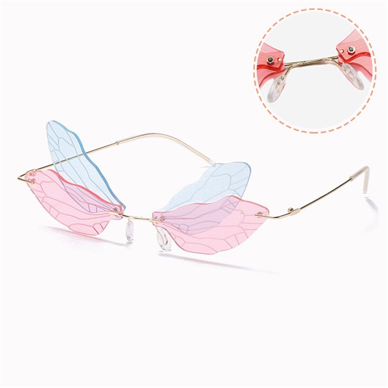 Rimless Cute Sunglasses Dragonfly Glasses