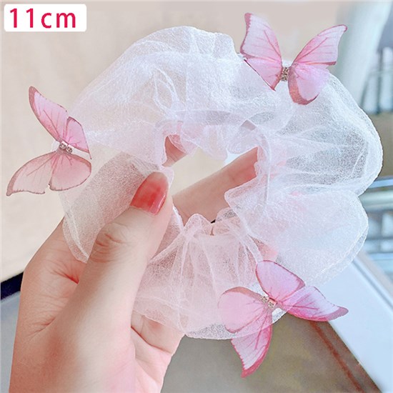 Pink Butterfly Organza Hair Scrunchies
