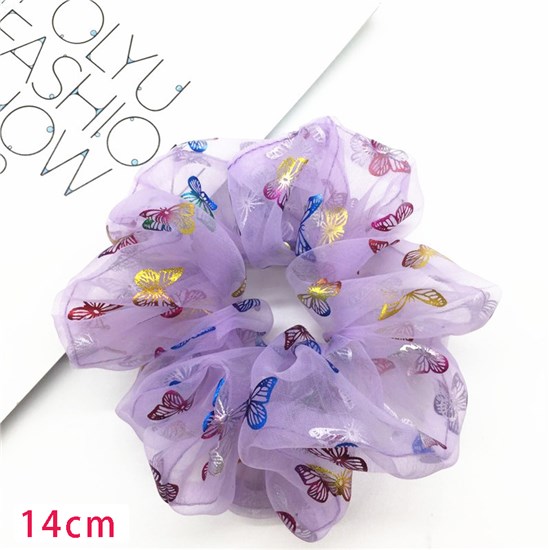 Butterfly Purple Organza Hair Scrunchies