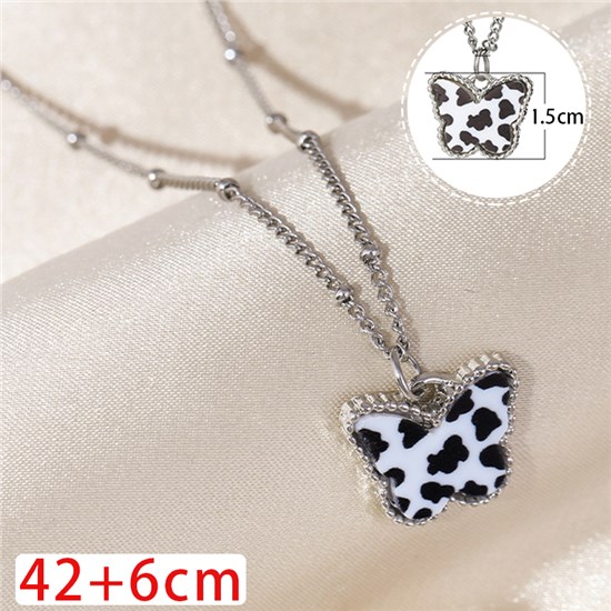 Cow Print Butterfly Alloy Necklace