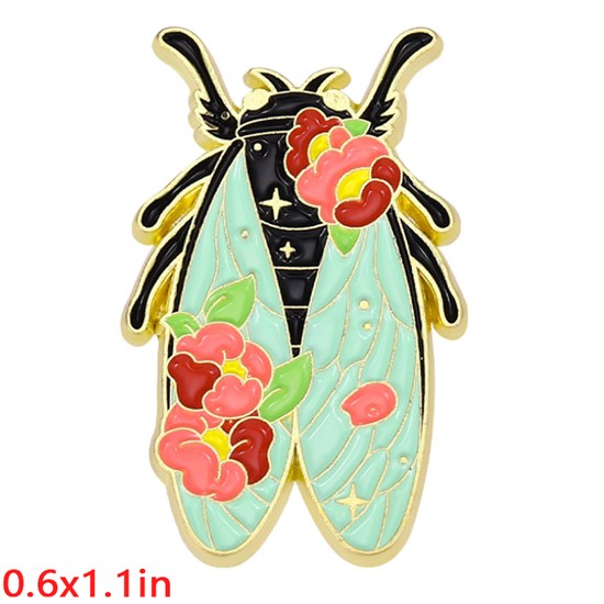 Flowers Cicada Enamel Pin Brooch Insect Badge