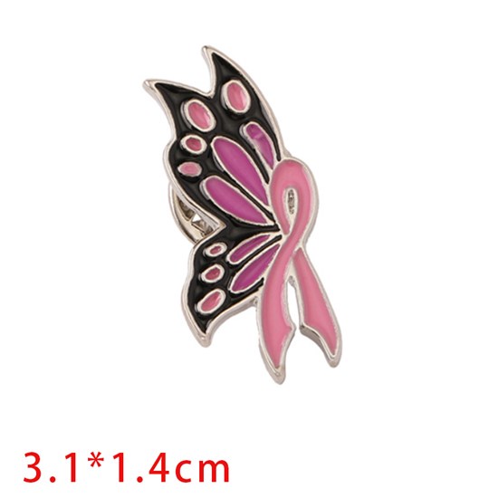 Butterfly Pink Ribbon Cartoon Enamel Brooch Pin Badge