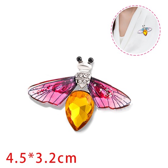 Transparent Color Bee Brooches for Women Insect Pin 