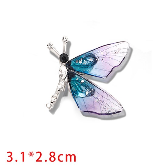 Transparent Color Butterfly Brooches for Women Insect Pin 
