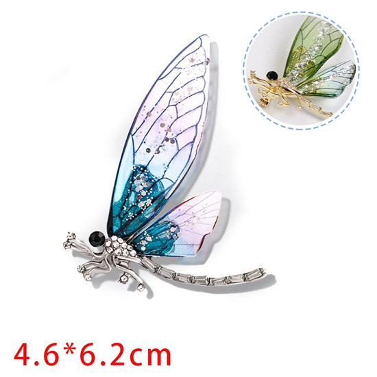 Transparent Color Dragonfly Brooches for Women Insect Pin 