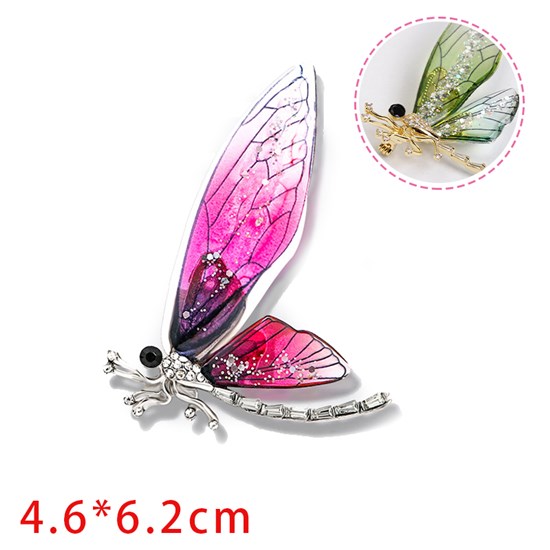 Transparent Color Dragonfly Brooches for Women Insect Pin 