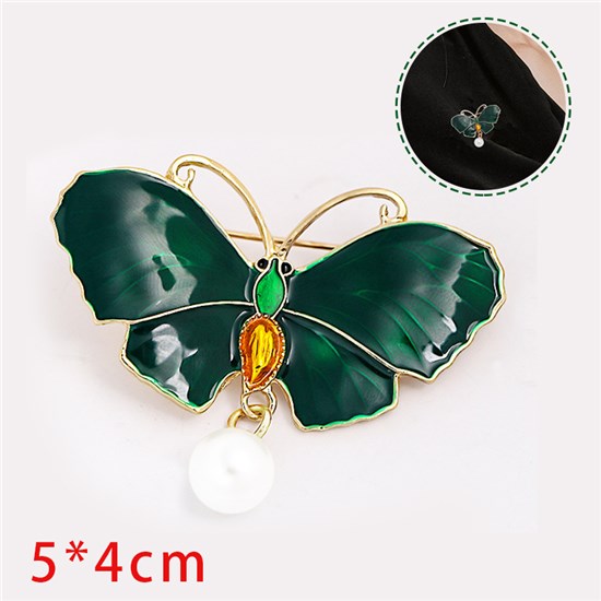 Green Butterfly Brooch for Women Girls Fashion Alloy Animal Broocheds Pin