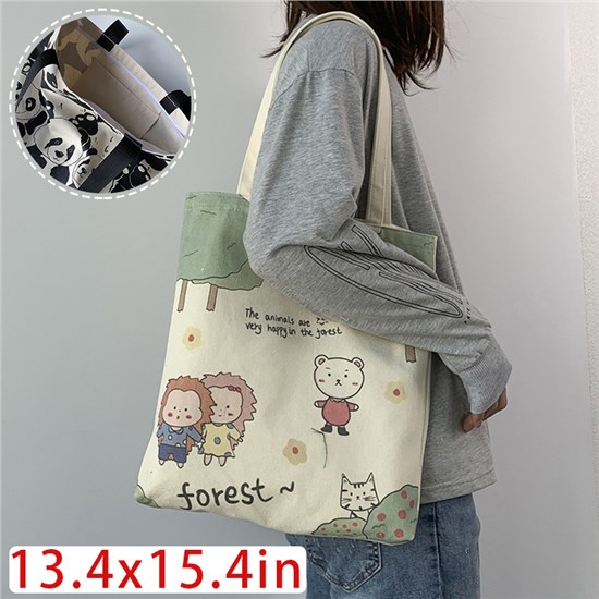 Cute Cartoon Hedgehog Canvas Shopping Bag Tote Bag Shoulder Bag