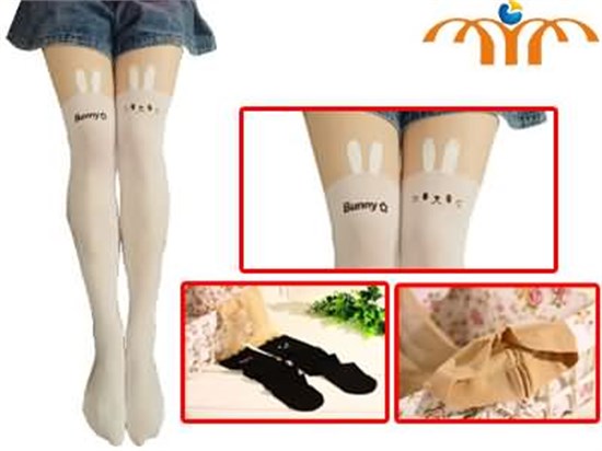  Anime Rabbit White Women's Leggings Tattoo Socks Sexy Sheer Pantyhose Tights Pants 