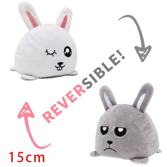 Reversible Plushie Rabbit Stuffed Animal Reversible Mood Plush Double-Sided Flip Show Your Mood!