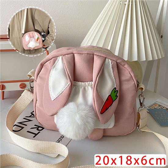 Cute Pink Rabbit Nylon Shoulder Bag