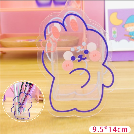 Rabbit Cartoon Transparent Acrylic Pencil Holder Desk Storage Pot