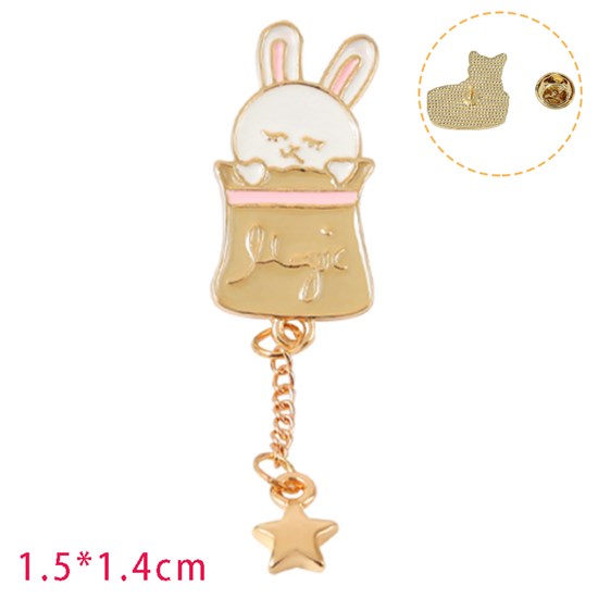 Cute Rabbit Cartoon Brooch Pin Enamel Brooches Lapel Pin Badge for Women Girls Children for Clothing Bag Decor