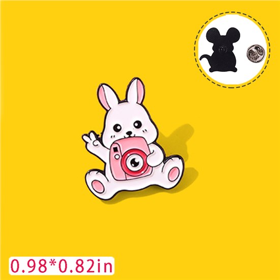 Cute Rabbit Enamel Brooch Pin for Jackets Backpacks Cloths Funny Animals Badge Pin for Women/Men