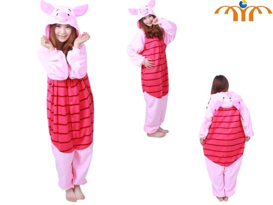 Cartoon Pink Pig Kigurumi Onesie Cosplay Animal Jumpsuit Costume