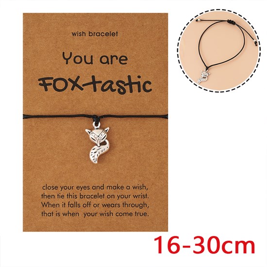 Fox Adjustable Wrap Strand Rope Bracelet With Wish Card 