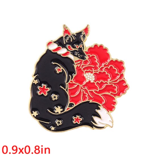 Cute Flower Fox Enamel Pin Brooch Badge