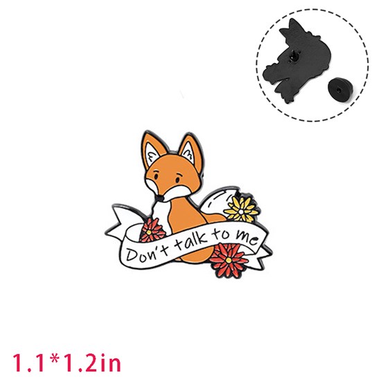 Funny Fox Enamel Brooch Pin Badge