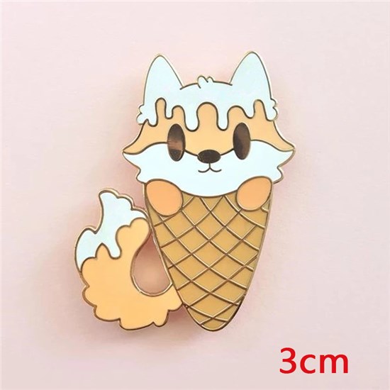 Cute Animal Ice Cream Fox Enamel Pin Brooch Badge