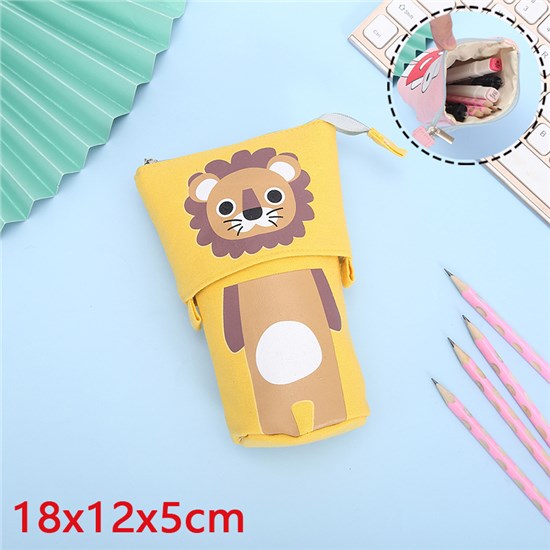 1PCS Lion Pencil Case Pencil Holder Pencil Pouch Cartoon Cute Telescopic Pencil Organizer Cosmetic Makeup Bag Pencil Bag