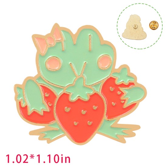 Frog Cute Fruit Strawberry Enamel Brooch Pin for Jackets Backpacks Cloths Funny Animals Badge Pin for Women/Men