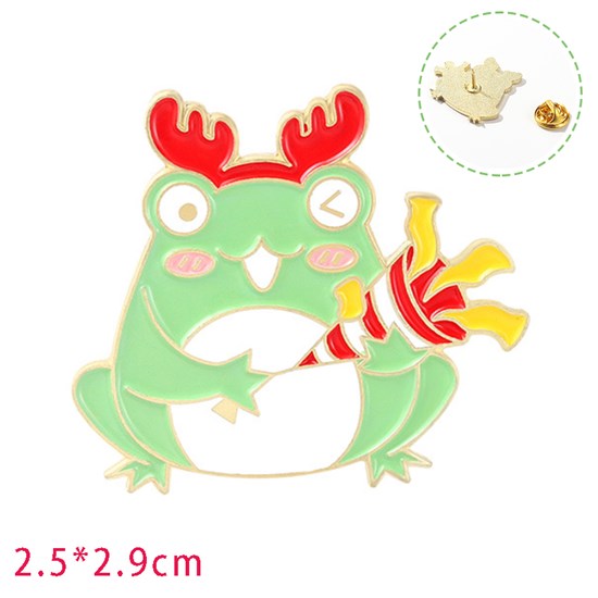 Frog Cute Christmas Enamel Brooch Pin for Jackets Backpacks Cloths Funny Animals Badge Pin for Women/Men