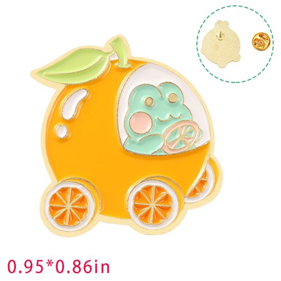 Frog Cute Fruit Orange Enamel Brooch Pin for Jackets Backpacks Cloths Funny Animals Badge Pin for Women/Men