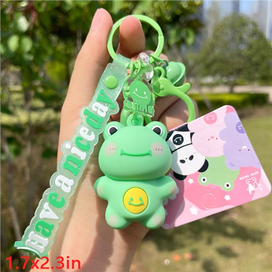 Cute Frog Animal Silicone Toy Keychain Lanyard Wristlet Strap